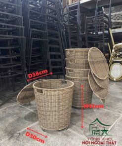 Xọt rác đan sợi nhựa giả mây XNK07 5 Xọt rác đan sợi nhựa giả mây XNK07 - Ảnh 3