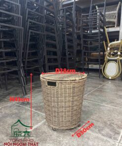 Xọt rác đan sợi nhựa giả mây XNK07