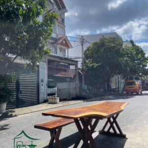 Bàn ghế gỗ me tây nguyên tấm BGG44