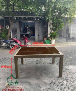 Bàn ghế đan sợi nhựa giả mây dùng cho sân vườn ngoài trời BGSVNT19 - Ảnh 3
