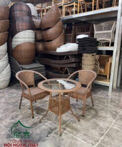 Bàn ghế cafe nhựa giả mây BGNGM40 - Ảnh 2