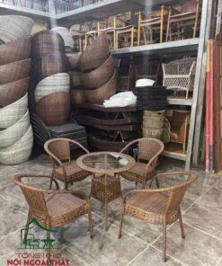 Bàn ghế cafe nhựa giả mây BGNGM40 - Ảnh 3