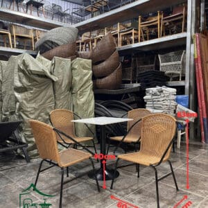 Bàn ghế cafe khung sắt đan sợi nhựa giả mây BGNGM41