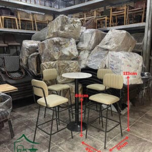 Bàn ghế bar sắt bọc nệm BGB11