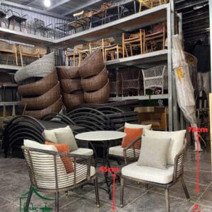 Sofa cafe sắt đan sợi nhựa giả mây cao cấp SCF32