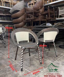 Bàn ghế khung sắt đan sợi nhựa giả mây BGGM46
