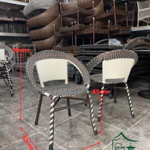 Bàn ghế khung sắt đan sợi nhựa giả mây BGGM46