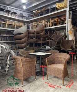 Ghế cafe đan sợi nhựa giả mây tròn BGGM49 - Ảnh 2