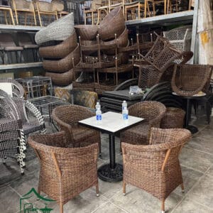 Ghế cafe đan sợi nhựa giả mây tròn BGGM49