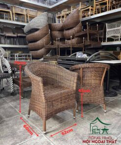 Bàn ghế cafe đan sợi nhựa giả mây cao cấp BGGM48 - Ảnh 3