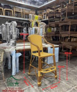 Ghế bar khung sắt đan sợi nhựa giả mây BGB12