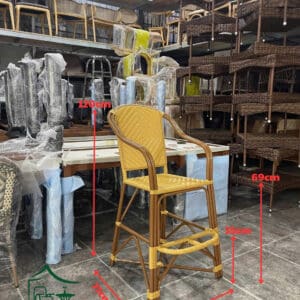 Ghế bar khung sắt đan sợi nhựa giả mây BGB12