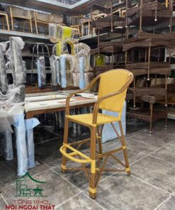 Ghế bar khung sắt đan sợi nhựa giả mây BGB12 - Ảnh 2