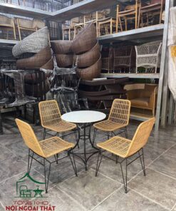 Bàn ghế cafe đan sợi nhựa giả mây BGCF55 6 Bàn ghế cafe đan sợi nhựa giả mây BGCF55 - Ảnh 2