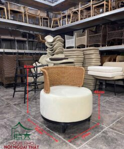 Sofa cafe nệm đan sợi nhựa giả mây cao cấp SCF32