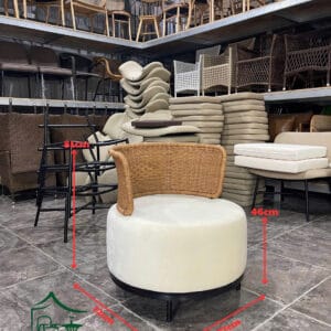 Sofa cafe nệm đan sợi nhựa giả mây cao cấp SCF32