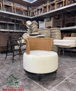 Sofa cafe nệm đan sợi nhựa giả mây cao cấp SCF32 4 Sofa cafe nệm đan sợi nhựa giả mây cao cấp SCF32 - Ảnh 2