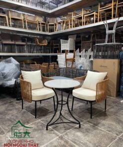 Ghế cafe khung sắt đan sợi mây nhựa BGCF62 7 Ghế cafe khung sắt đan sợi mây nhựa BGCF62 - Ảnh 3