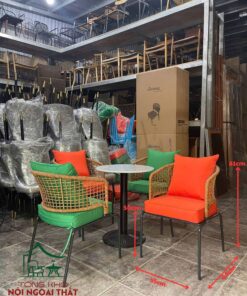 Ghế cafe khung sắt đan sợi mây nhựa BGCF63