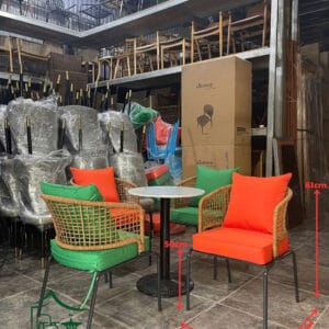 Ghế cafe khung sắt đan sợi mây nhựa BGCF63