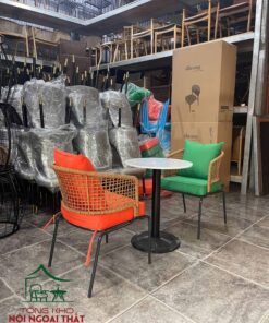 Ghế cafe khung sắt đan sợi mây nhựa BGCF63 - Ảnh 5