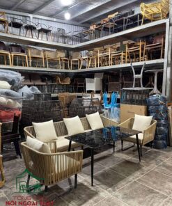 Sofa cafe khung sắt đan sợi mây nhưa SCF33 6 Sofa cafe khung sắt đan sợi mây nhưa SCF33 - Ảnh 2