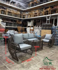 Sofa cafe khung sắt đan sợi mây nhựa SCF34