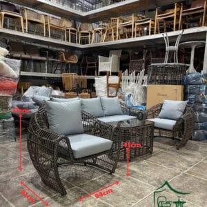 Sofa cafe khung sắt đan sợi mây nhựa SCF34