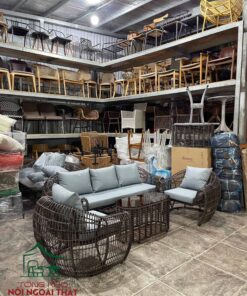 Sofa cafe khung sắt đan sợi mây nhựa SCF34 5 Sofa cafe khung sắt đan sợi mây nhựa SCF34 - Ảnh 2