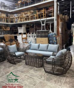 Sofa cafe khung sắt đan sợi mây nhựa SCF34 7 Sofa cafe khung sắt đan sợi mây nhựa SCF34 - Ảnh 4