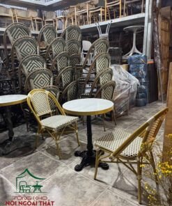 Bàn ghế cafe khung sắt đan sợi nhựa giả mây BGCF64 - Ảnh 4