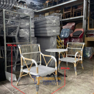 Bàn ghế cafe mây nhựa BGNGMTT03