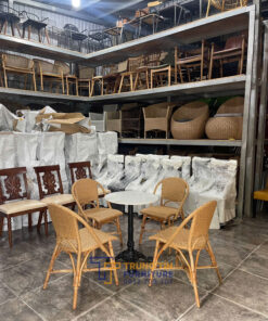 Bàn ghế cafe khung mây thật BGCFTT02