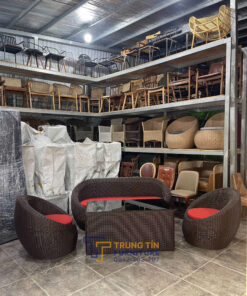 Sofa khung sắt đan sợi mây nhựa SCFMN