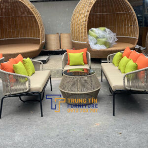 Bàn ghế nhựa giả mây 061