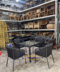 Bàn ghế nhựa giả mây 001