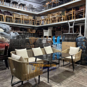 Bàn ghế nhựa giả mây 015