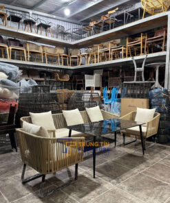 Bàn ghế nhựa giả mây 015