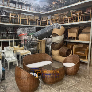 Bàn ghế nhựa giả mây 020