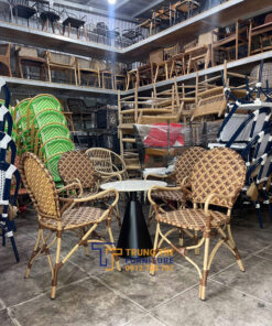 Bàn ghế nhựa giả mây 022