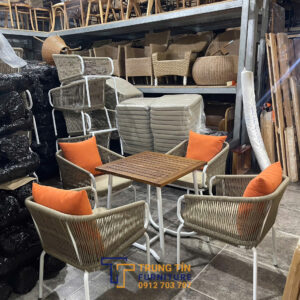 Bàn ghế nhựa giả mây 025