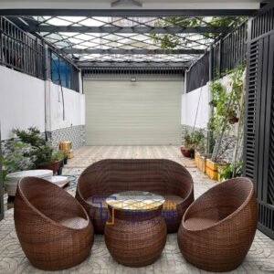 Bàn ghế nhựa giả mây 034