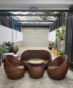 Bàn ghế nhựa giả mây 034