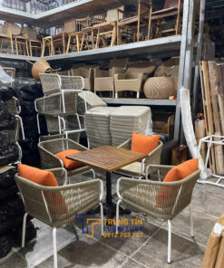 Bàn ghế nhựa giả mây 036