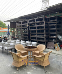 Bàn ghế nhựa giả mây 042