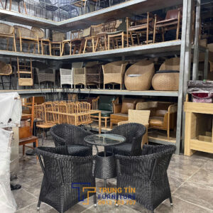 Bàn ghế nhựa giả mây 040