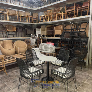 Bàn ghế nhựa giả mây 048