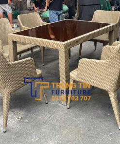 Bàn ghế nhựa giả mây 060