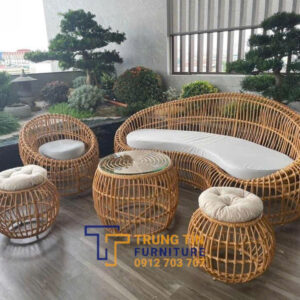 Bàn ghế nhựa giả mây 059