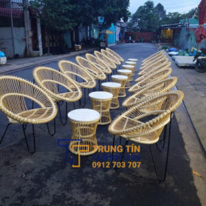 Bàn ghế nhựa giả mây 058